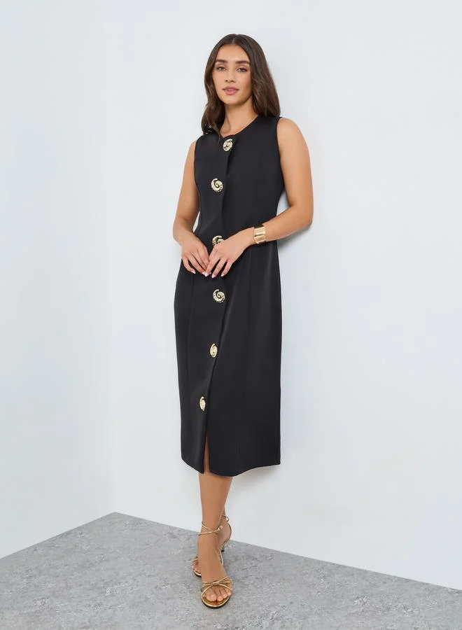 ستايلي فستان ميدي قصة مستقيمة بلا أكمام